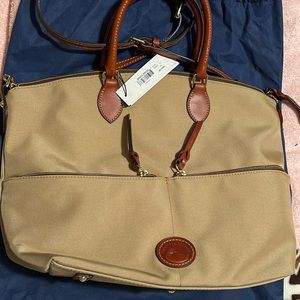 Brand New Dooney & Bourke bag, khaki trimmed in brown,